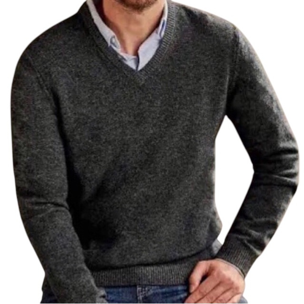 J Crew Men's Gray V-Neck Sweater XL